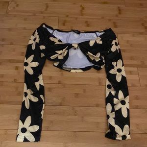 yellow and black crop top